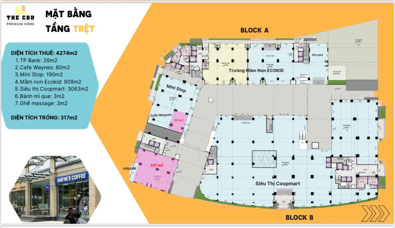 Shophouse Chung Cư THE CBD - 317m2 - Giá siêu rẻ chỉ 16$/m2
